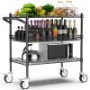 Leteuke 3 Tier Rolling Carts with Wheels, Heavy Duty Rolling Utility Cart,NSF Commercial Grade Metal Cart with Handle&Shelf Liner,Trolley Serving Cart for Kitchen,Restaurant,Plant Display,Black view 1