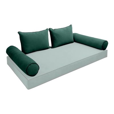 Cover ONLY Model V4 Twin Velvet Contrast Indoor Daybed Cushion Bolster - AD317
