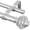 1 Inch Double Curtain Rods 72 to 144 Inches (6 to 12 ft), USFOOK Silver Drapery Rods for Windows, Telescoping Dual Curtain Rod with Translucent Finials, Decoration for Home view 1