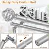 1 Inch Double Curtain Rods 72 to 144 Inches (6 to 12 ft), USFOOK Silver Drapery Rods for Windows, Telescoping Dual Curtain Rod with Translucent Finials, Decoration for Home view 3