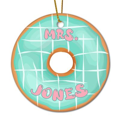 2022 Personalized Teacher Ornament Christmas Tree Decoration Fun Colorful Donuts Ceramic Keepsake Hanging Porcelain Pendant Holiday Decor Xmas Party Favor Stocking Stuffer 3-Inch