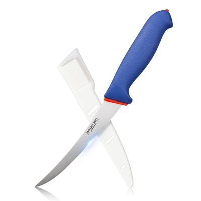 BOLEXINO 6 Inch Semi-Flexible Curved Boning Knife With Non-Slip Softgrip & Sharp Blade For Meat or Fish Deboning Filleting, X50CrMoV15 German Steel
