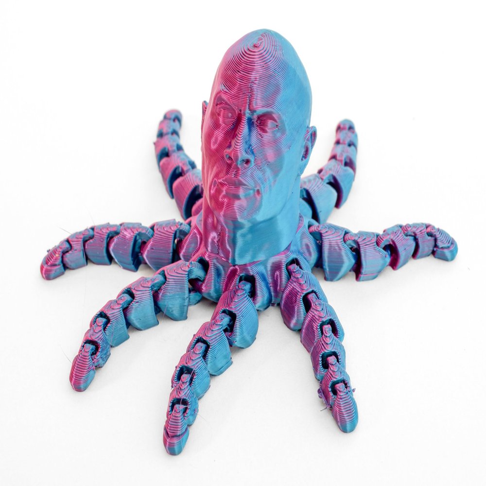 The Rocktopus Flexible Articulating 3D Printed Companion - Rock Dwayne Johnson (UV Sun Changing)