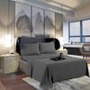 100% Natural Cotton Queen Sheets Deep Pocket Cotton, 800 Thread Count Dark Grey 4 Piece, Sheet Set, Solid Sateen Weave, 24" Deep Pocket (Fits Upto 18" to 24" Mattress) Bedding Sheets & Pillowcases view 1