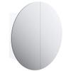 vidaXL Modern-Style Bathroom Cabinet with Round Mirror and LED Light - Durable Engineered Wood, Ample Storage, Wall-Mount Design - White view 1