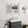 vidaXL Modern-Style Bathroom Cabinet with Round Mirror and LED Light - Durable Engineered Wood, Ample Storage, Wall-Mount Design - White view 4
