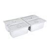 4 Packs Stainless Steam Hotel Pan with Lid Steam Table Pan 1/3 Size x 6" Deep 12.8 * 6.9 * 6inches 0.35cm Thick Food Serving Pans with Handle Lid view 1