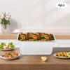 4 Packs Stainless Steam Hotel Pan with Lid Steam Table Pan 1/3 Size x 6" Deep 12.8 * 6.9 * 6inches 0.35cm Thick Food Serving Pans with Handle Lid view 3