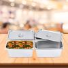 4 Packs Stainless Steam Hotel Pan with Lid Steam Table Pan 1/3 Size x 6" Deep 12.8 * 6.9 * 6inches 0.35cm Thick Food Serving Pans with Handle Lid view 4