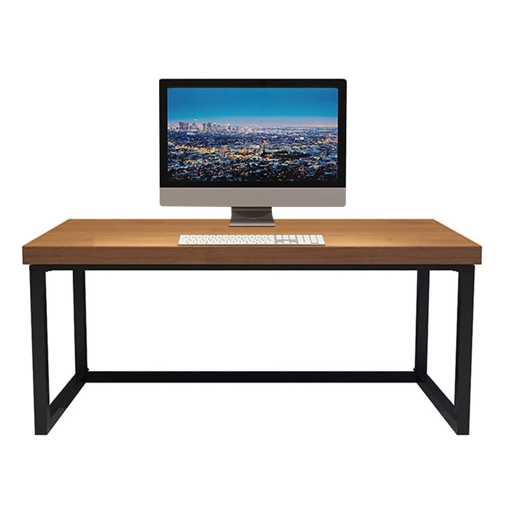 Solid Wood Home Office Computer Desk, Heavy Duty Natural Pine Long Table with high Carrying Metal Legs, Width 1.2-3M (Size : 120x60x75cm)