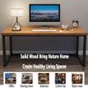 Solid Wood Home Office Computer Desk, Heavy Duty Natural Pine Long Table with high Carrying Metal Legs, Width 1.2-3M (Size : 120x60x75cm) view 4