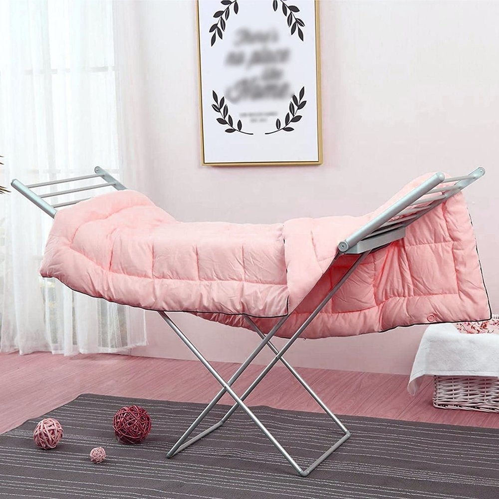 Electric Heating Clothes Drying Rack, 18-Bar, Towel Warmer, Collapsible, Space-Saving Laundry Rack, for Clothes, Towels, Linens, Indoor/Outdoor