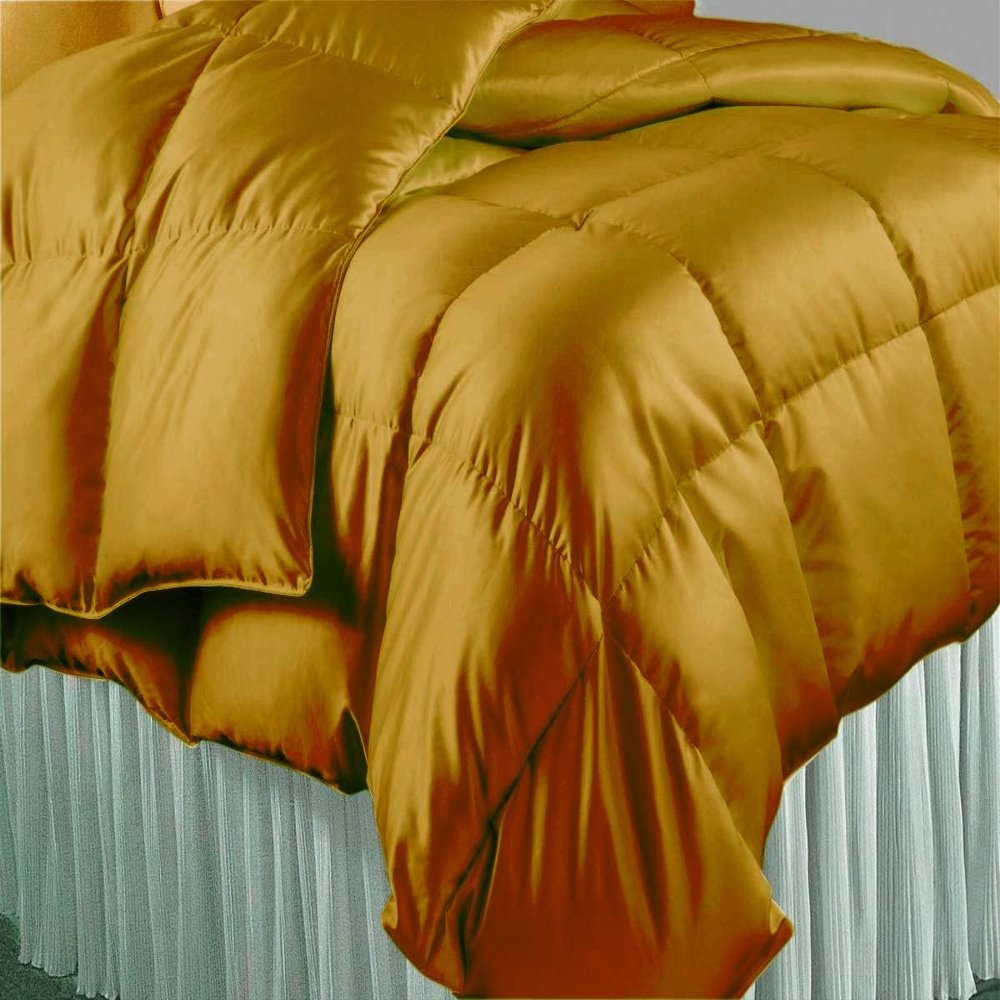 Queen Comforter Set Satin Mustard 600 GSM Queen Size Comforter Set (Comforter + 2 Pillowcases) Comforter for Queen Size Bed