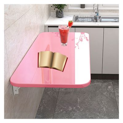 OCAZI Fold Down Floating Desk Drop Leaf Tables for Small Spaces Wall Mounted Table, Wall Mounted Desk Wall Mounted Folding Table for Laundry Room/Bedroom/Study 60x30cm/24x12in Pink