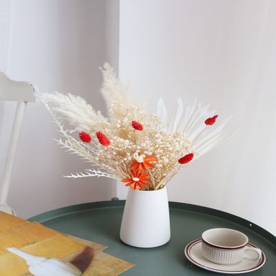 Burnt Orange Preserved and Dried Flower Bouquet, Vase Filler, Natural Flower dcor, Flower Arrangement, Small Centerpiece, Office Table Dcor( Without vase) midium Size (orange15)