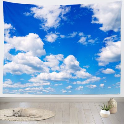 BELECO Blue Sky Tapestry Wall Hanging 118x78Inch Blue Sky White Clouds Backdrop Art Wall Decor Cloud Tapestries for Bedroom Living Room Dorm Decor