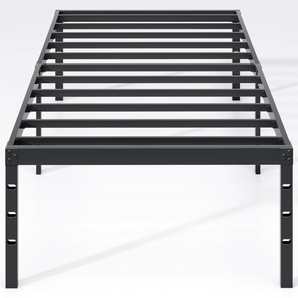 NEW JETO Metal Bed Frame,Twin Size Bed Frame with Storage Space,Heavy Duty Sturdy Mattress Foundation,Easy Assembly,No Box Spring Needed, Black,18 Inch,Twin