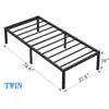 NEW JETO Metal Bed Frame,Twin Size Bed Frame with Storage Space,Heavy Duty Sturdy Mattress Foundation,Easy Assembly,No Box Spring Needed, Black,18 Inch,Twin view 3
