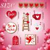 Frienda 12 Pieces Tiered Tray Decor Buffalo Plaid Table Wooden Sign Decorations Cupid Tabletop Heart Signs Be Mine Love Decor for Party Home Kitchen Holiday view 3