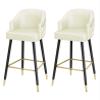Counter Height Upholstered Barstools Set of 2, Modern 65 Cm Heigh Leather Bar Chairs Barstools with Nailheads and Gold Tipped Black Metal Legs, Leisure Counter Stools with Backrest and Footrest ( Colo view 1