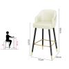 Counter Height Upholstered Barstools Set of 2, Modern 65 Cm Heigh Leather Bar Chairs Barstools with Nailheads and Gold Tipped Black Metal Legs, Leisure Counter Stools with Backrest and Footrest ( Colo view 2