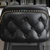 Modern Blue Barstools 26 Inches Heigh Counter Height Upholstered Nappa Leather Bar Chairs Set of 2 Barstools with Nailheads Gold Tipped Black Metal Legs Leisure Counter Stools with Backrest Footrest view 4