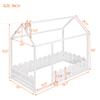 HomJoones Twin Size Floor Bed Frame, Twin Size House Bed Frame with Roof and Fence, Wood Floor Platform Bed Frame (White) view 2