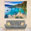 BELECO Mountain Lake Tapestry - 118x96 Inch Blue Lake Ocean Sand Beach Green Forest Pine Trees Landscape Nature Wall Hanging for Bedroom Aesthetic Living Room Dorm Decor view 3