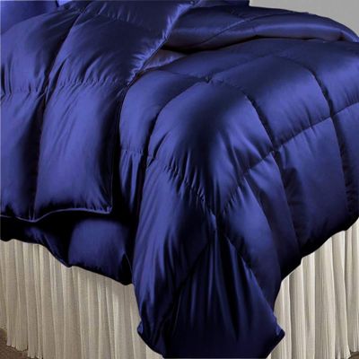 King Comforter Set Satin Navy Blue 600 GSM King Size Comforter Set (Comforter + 2 Pillowcases) Comforter for King Size Bed