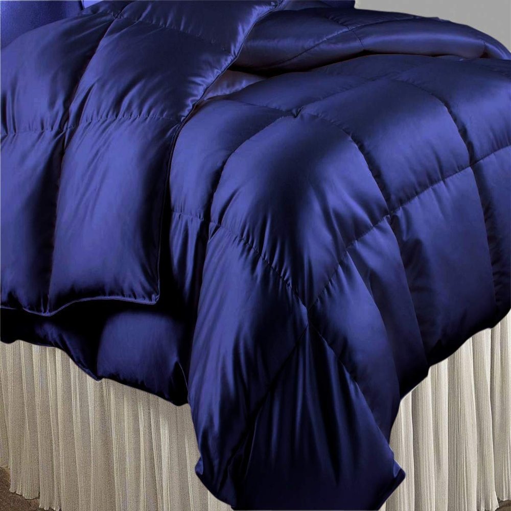 King Comforter Set Satin Navy Blue 600 GSM King Size Comforter Set (Comforter + 2 Pillowcases) Comforter for King Size Bed