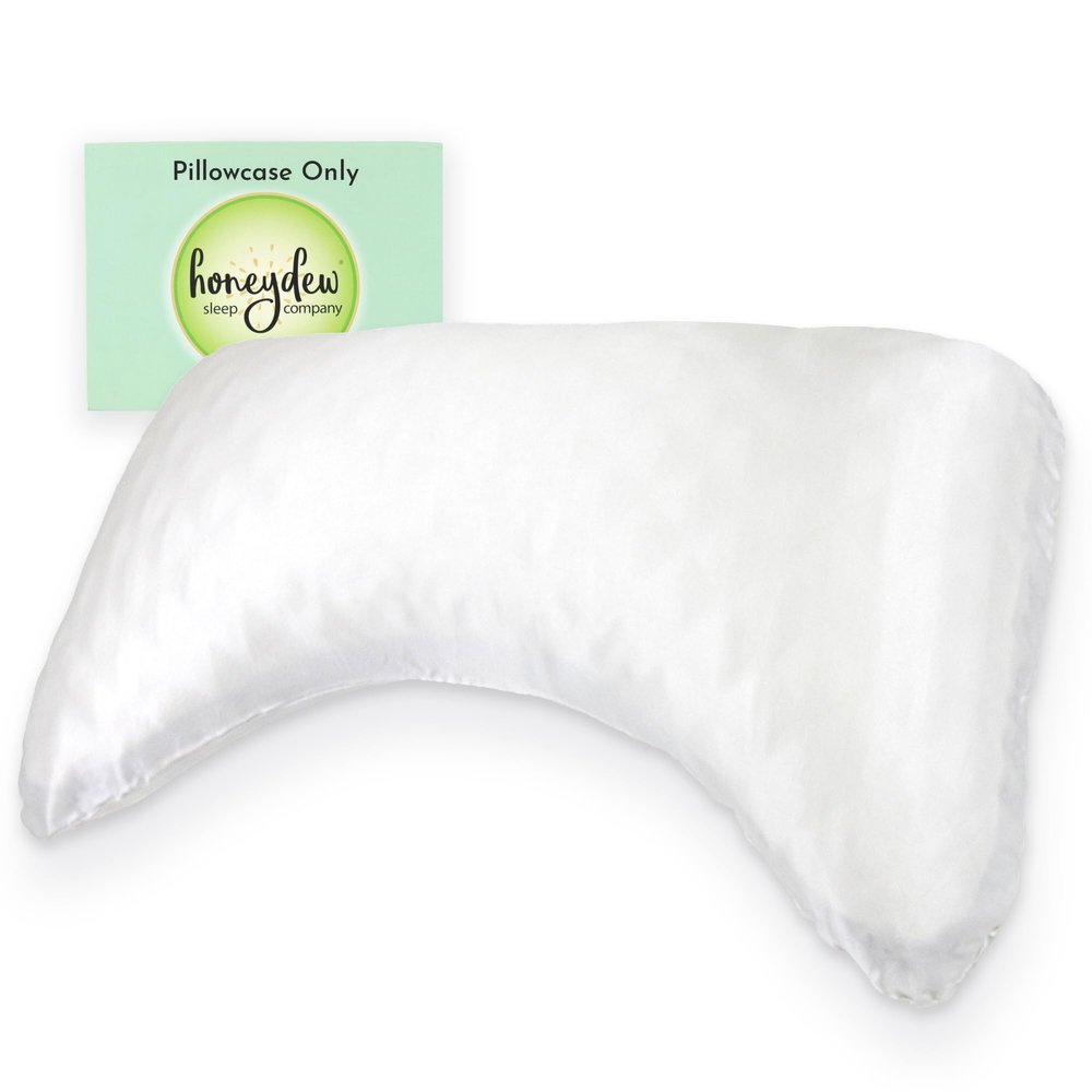 Honeydew Organic Silk Side Pillow Curved Pillowcase - The Ultimate Luxury Pillowcase to Reduce Wrinkles and Improve Skin and Hair Health - Queen Size (Powdered Sugar White)