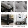 Janoray Farmhouse Storage Bench Wooden Entryway Linen Upholstered Ottoman Button Tufted Bench with Black Legs for Bedroom End of Bed Hallway Organizer, Grey, 45 Inch view 3