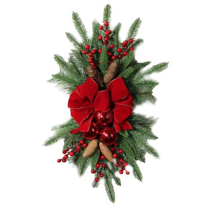Toyvian Christmas Wreath Pendant Elegant Artificial Wreath Decor for Staircase Door and Fireplace Lightweight Holiday Decoration Bow for Cheerful Christmas Atmosphere