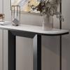 KWOKING Glam Marble Console Table Iron Half Moon Console Sofa Table for Hall Semi-Circular Desktop Square Shape Base Porch Table Ultra-Narrow Case Entrance Hall Cabinet Black 63" L x 12" W x 31" H view 3