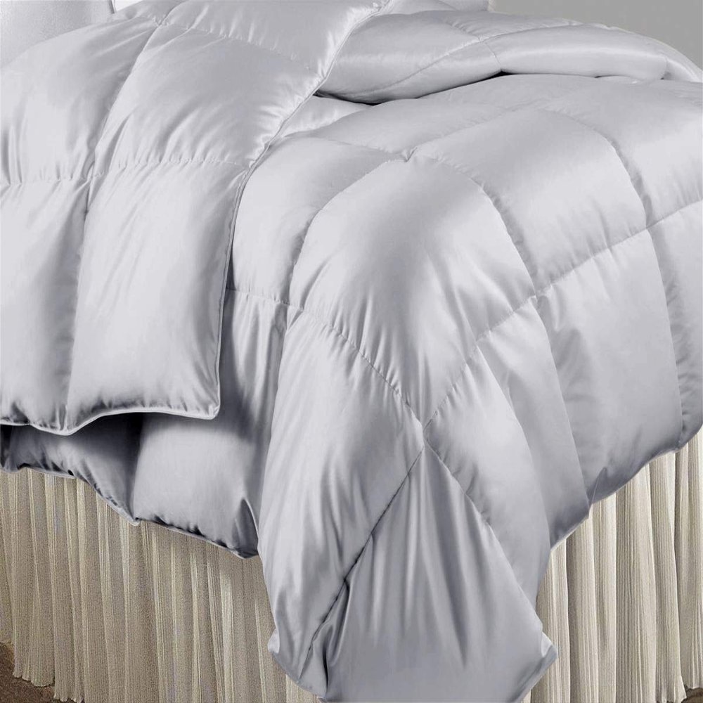 Oversized Queen Comforter Satin Silk 1 PC Silver 600 GSM Comforter for Oversized Queen Size Bed