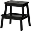 SLLSHG Multifunction Foldable Step Stool Step Stool Wood Step Stool Two-Step Ladder Foldable Foot Stool Simple Kitchen, High 50cm, 3 (Color : Black) view 1