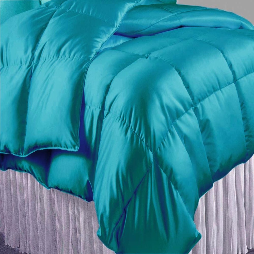 Oversized Queen Comforter Satin Silk 1 PC Teal Blue 600 GSM Comforter for Oversized Queen Size Bed