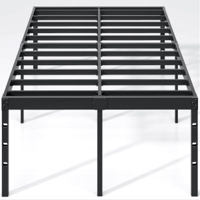 NEW JETO Metal Bed Frame,Full Size Bed Frame with Storage Space,Heavy Duty Sturdy Mattress Foundation,Easy Assembly,No Box Spring Needed, Black,18 Inch,Full