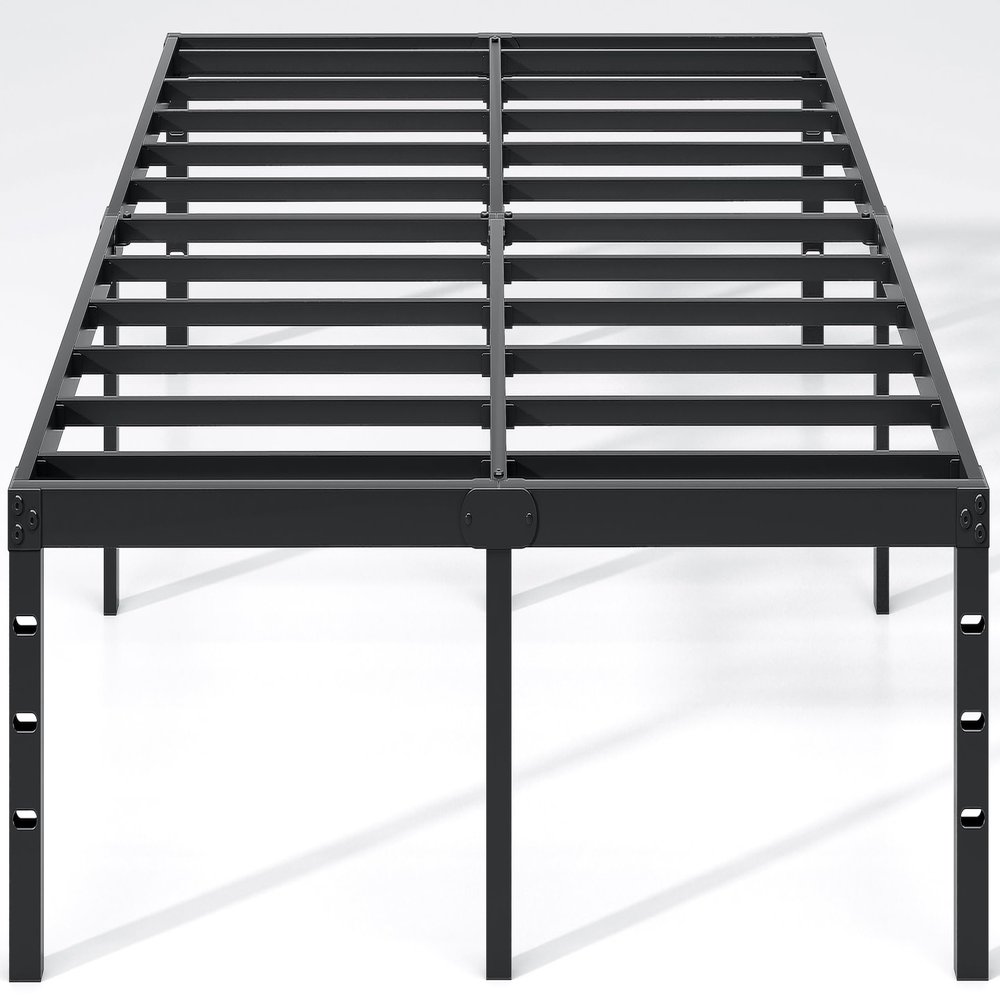 NEW JETO Metal Bed Frame,Full Size Bed Frame with Storage Space,Heavy Duty Sturdy Mattress Foundation,Easy Assembly,No Box Spring Needed, Black,18 Inch,Full