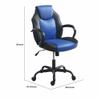 Benjara Rue 27 Inch Ergonomic Office Chair, Faux Leather Swivel Seat, Black and Blue view 3