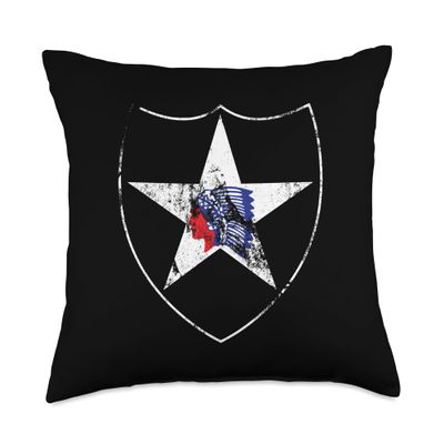 2nd Infantry Division Patch - 2nd ID Distressed Vintage Look Throw Pillow