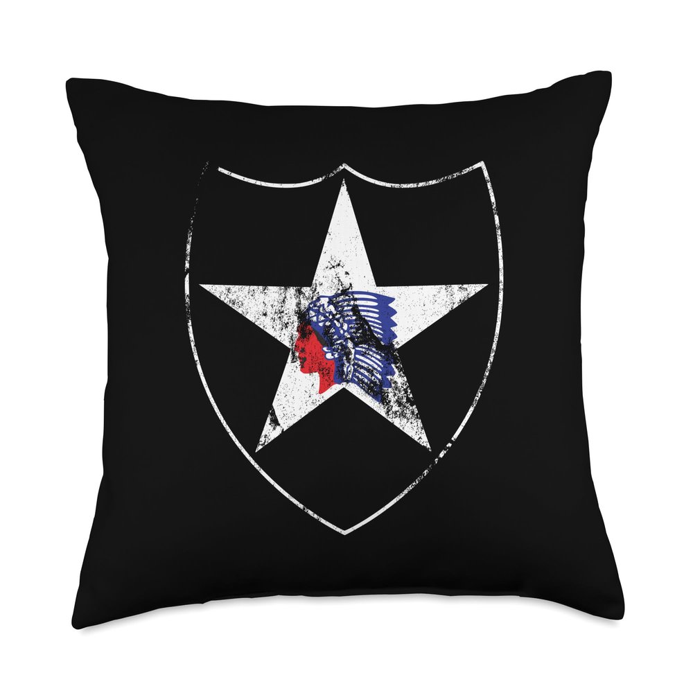 2nd Infantry Division Patch - 2nd ID Distressed Vintage Look Throw Pillow