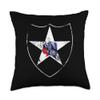 2nd Infantry Division Patch - 2nd ID Distressed Vintage Look Throw Pillow view 1