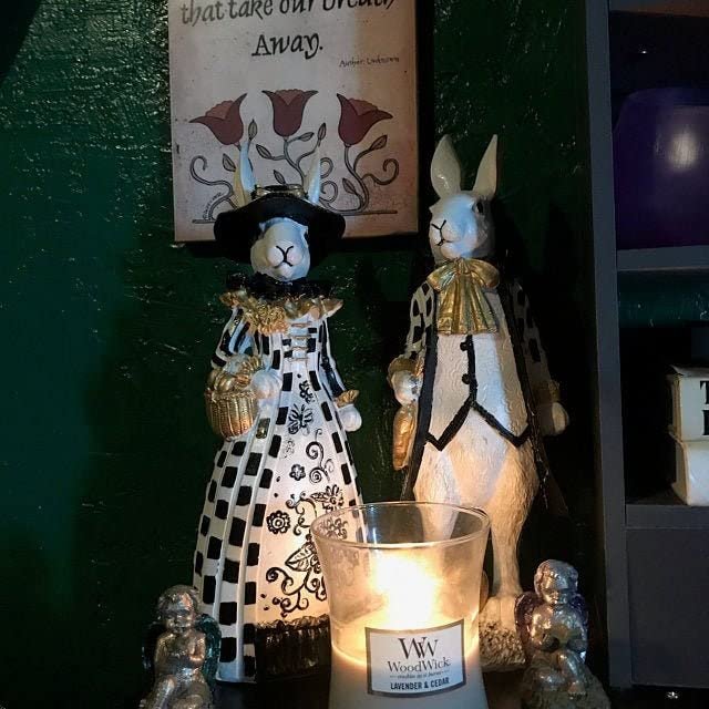 Royal Bunnies, the Count and Countess Rabbit, Egg basket, Rabbit Pot Black White Checkered, Animal Day, Pet Sculpture Gift, Orthodox Easter