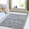 CASAVANI Hand Braided Jute 4' Square Kilim Rug Flatweave Rug Blue Beige Design Handmade Boho Mat Thick 0.27" Geometric Pattern Sisal Jute Indoor Outdoor Use Rugs for Kitchen, Bedside, Yoga Mat view 2