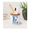 Personalized Pencil Cup, Script Monogram Pen and Pencil Holder + snap-on wood lid, Custom Letter Mug, Initial A to Z,Monogram Coffee Mug,Mom (Primary color: Black, Letter: C) view 3