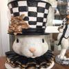 Royal Bunnies, the Count and Countess Rabbit, Egg basket, Rabbit Pot Black White Checkered, Animal Day, Pet Sculpture Gift, Orthodox Easter (Finish: Orange Count Countes) view 4