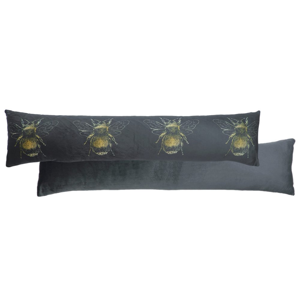 Evans Lichfield Gold Bee Draft Excluder Cover, Dark Grey