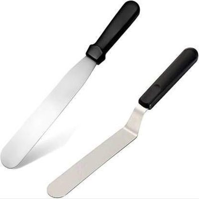 Anjali Enterprises Cake Palette Knife | Steel Icing Spatula | Cake Knife | Cream Icing Frosting Spatula | Baking Kitchen Pastry Cake Decoration Tool. (6, Straight and Bend)
