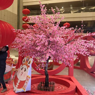 DEKIST Large-Scale Encrypted Simulation Cherry Tree Peach Tree Interior Decoration Wishing Tree Lucky Tree Living Room Decoration Peach Tree 2.52.5m